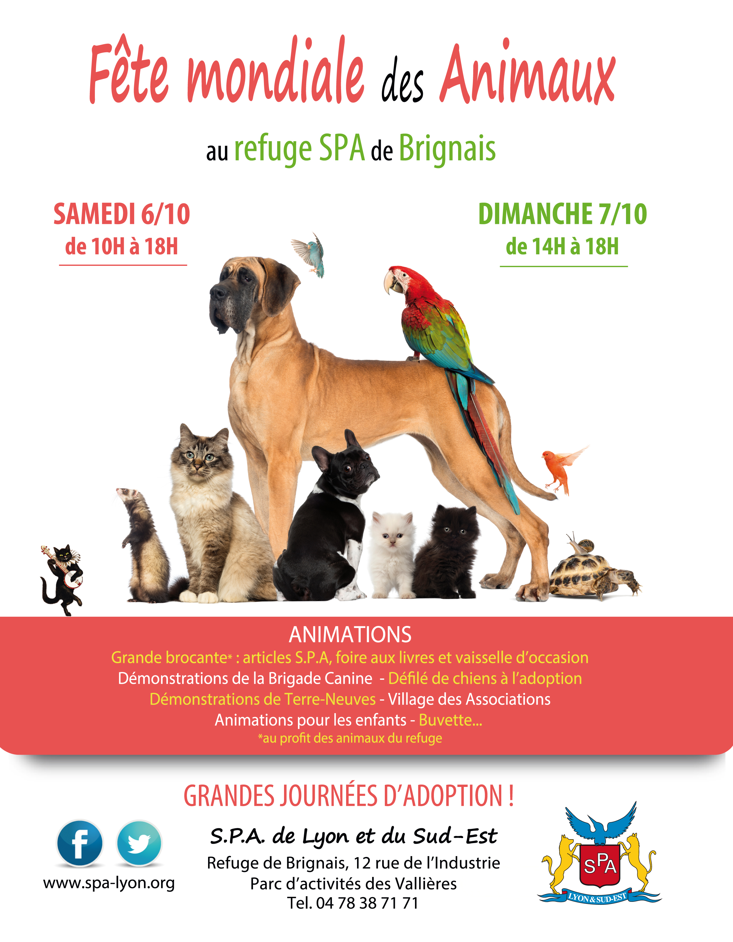 Fête Mondiale des Animaux 06 et 07 Octobre – La SPA de Brignais nous invite à cet événement !